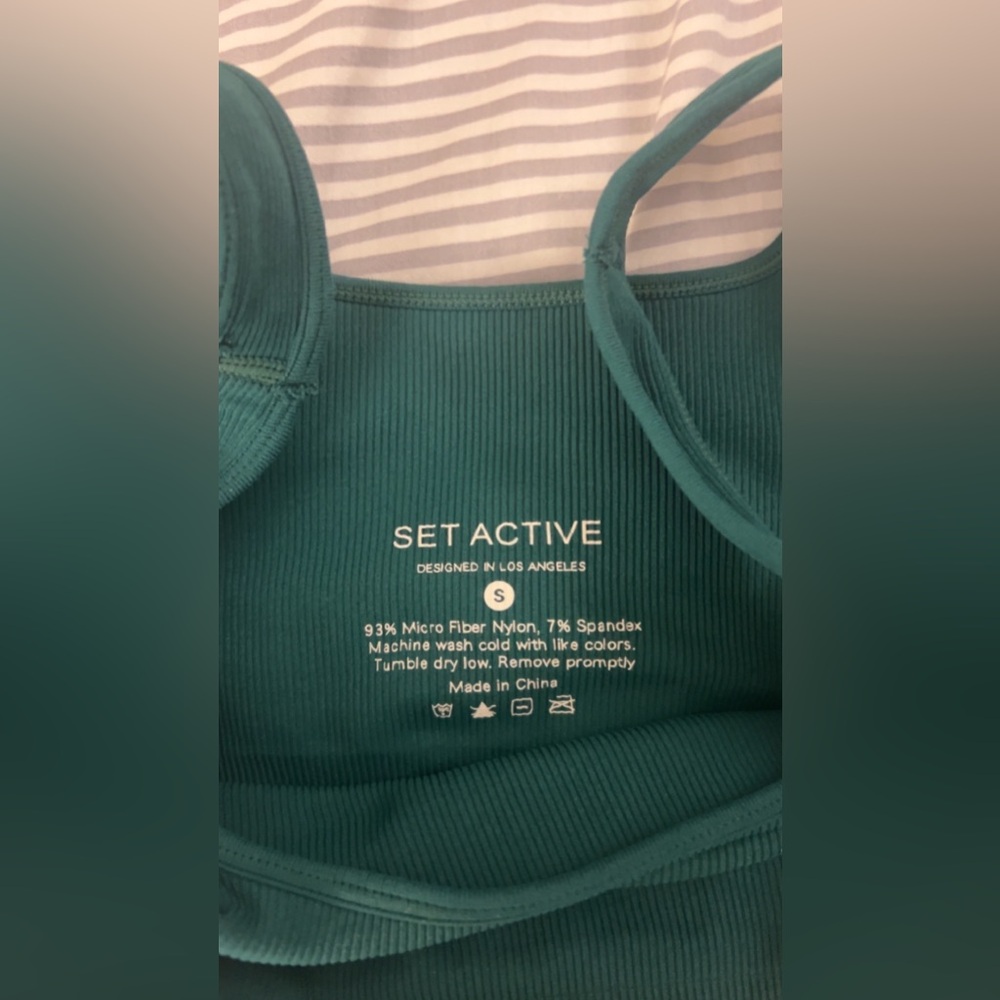 SET Active Forest Green Ribbed Sports Bra & High-Waist Leggings Set - Picture 6 of 9